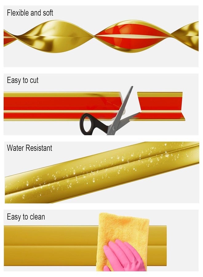 Drofail PVC Flexible Molding Trim Baby Edges Peel and Stick Corners Trim Protector Decorative Wall Guards Strips 3 Meter (1, Gold) - Image 2