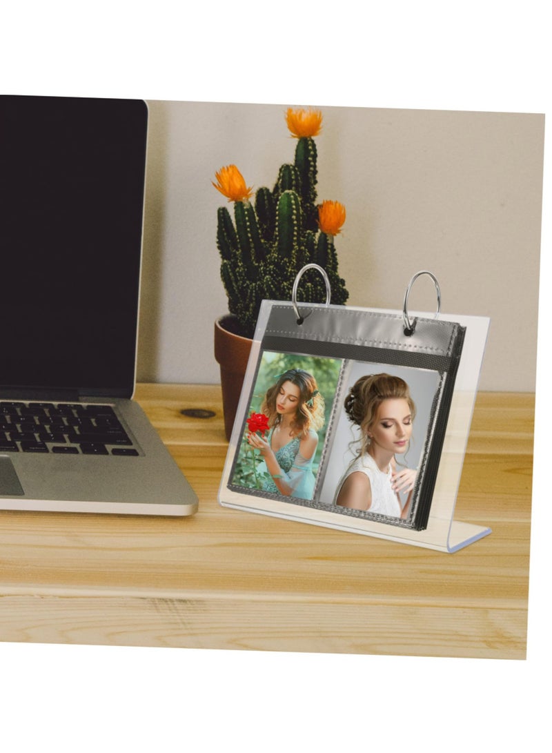 Excefore 68 Pockets Acrylic Desk Mini Photo Picture Album, Photo Frame Flip Photo Album, Suitable for Photos Photocard Stand Plastic Acrylic Card Holder Office, 6.5*8.9CM  - Image 4