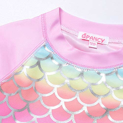 QPANCY Girls Rash Guard Swimwear Mermaid Swimsuits 2-Piece Long Sleeve Swimwear 6t 7t - Image 3