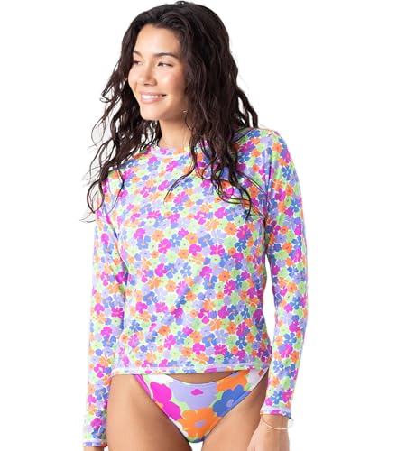 Roxy Womens Long Sleeve Rashguard UPF 50 Sun Protection Quick Dry Swim Shirt Lime Small - Image 1