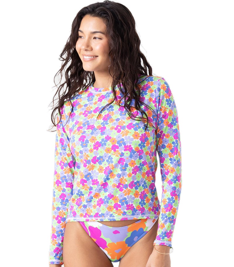 Roxy Womens Long Sleeve Rashguard UPF 50 Sun Protection Quick Dry Swim Shirt Lime Small - Image 2