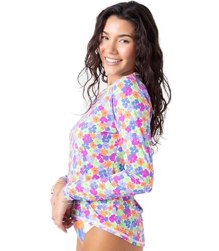 Roxy Womens Long Sleeve Rashguard UPF 50 Sun Protection Quick Dry Swim Shirt Lime Small - Image 3