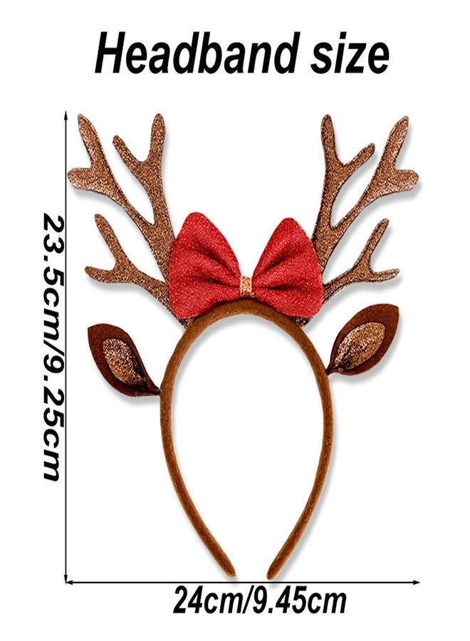 Tagberoy Brown Christmas Antlers Headband Reindeer Ears Headbands for Women Christmas Holiday Hair Accessories for Women - Image 2