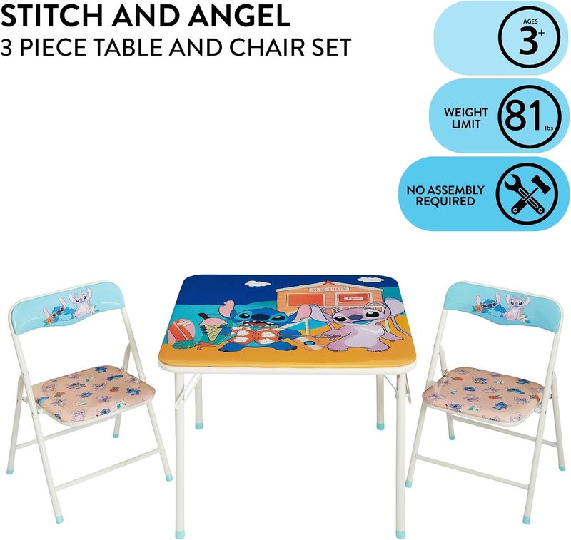 Idea Nuova Disney Stitch Kids Activity Table and Chair Set, 3-Piece Folding Toddler Table with 2 Chairs, Padded Seats, Durable Frame for Play, Crafts & Snacks - Image 3
