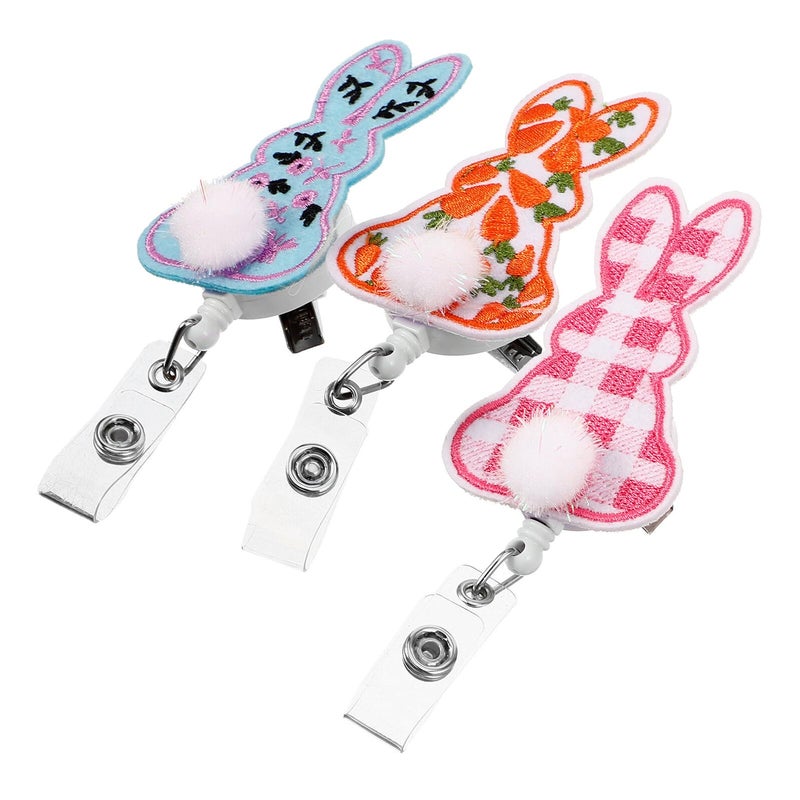 Retractable Badge Reels With Bunny Carrot Design Nurse ID Card Holders For Office Medical School 3 Pack - Image 2