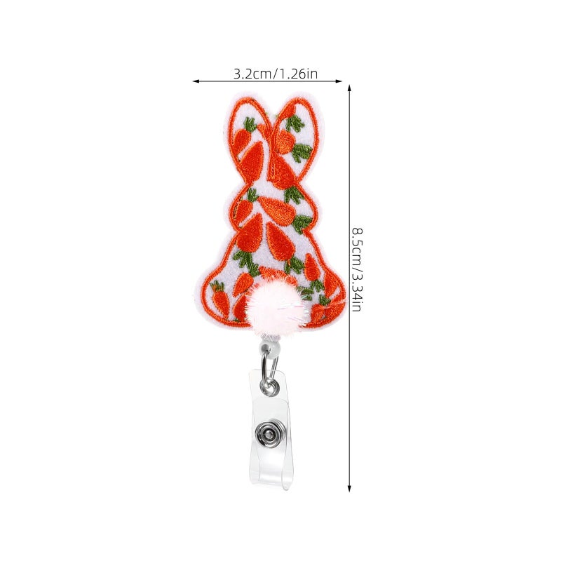 Retractable Badge Reels With Bunny Carrot Design Nurse ID Card Holders For Office Medical School 3 Pack - Image 3