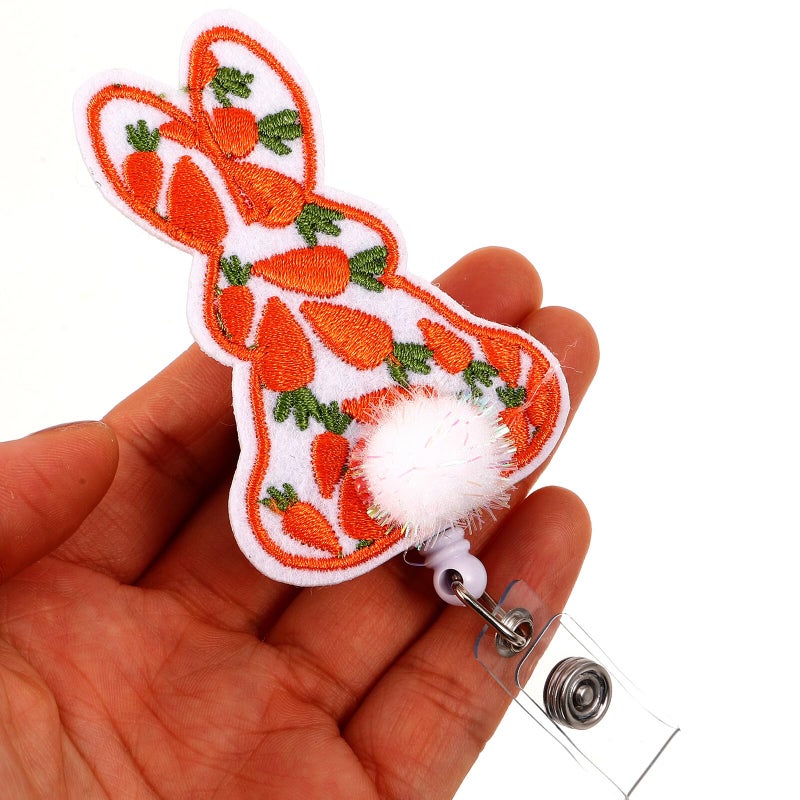 Retractable Badge Reels With Bunny Carrot Design Nurse ID Card Holders For Office Medical School 3 Pack - Image 5