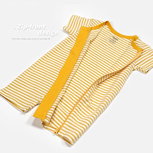 Teach Leanbh Baby Boys or Girls 2 Pack Pajamas Cotton Short Sleeve Zipper Romper Jumpsuits Sleep and Play 3-24 Months (Pink, 6-12 Months) - Image 2