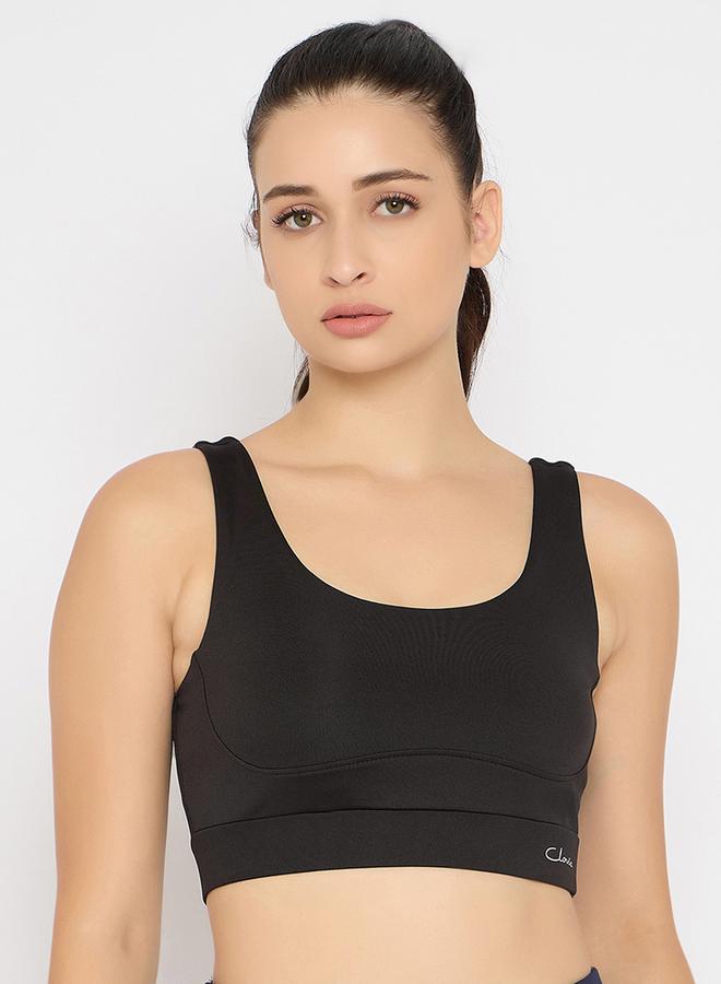 Clovia Black Medium Impact Sports Bra with Removable Cups - Image 1