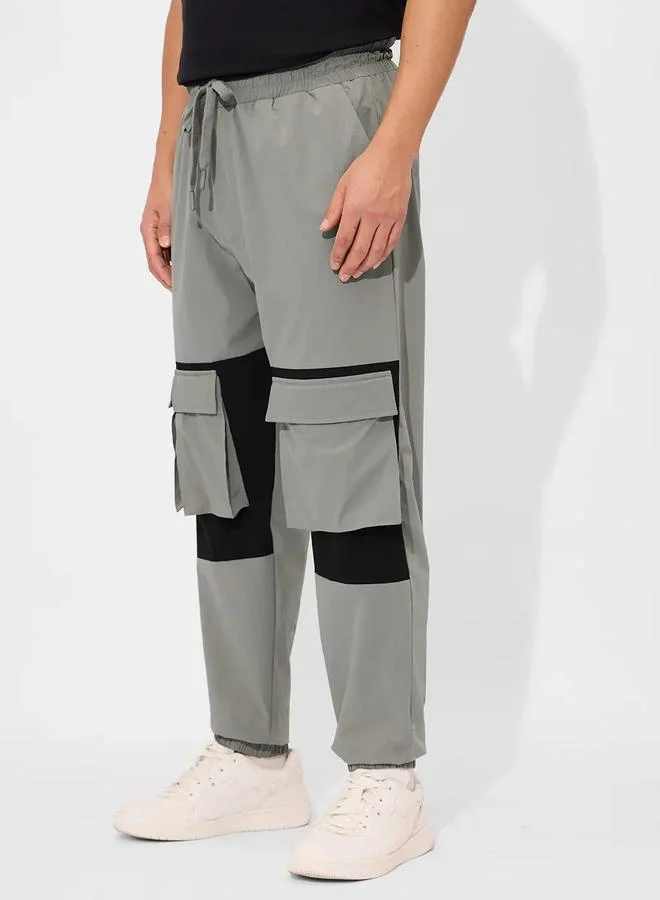 The Souled Store  Grey Two-Tone Cargo Trousers for Men | Best Price UAE