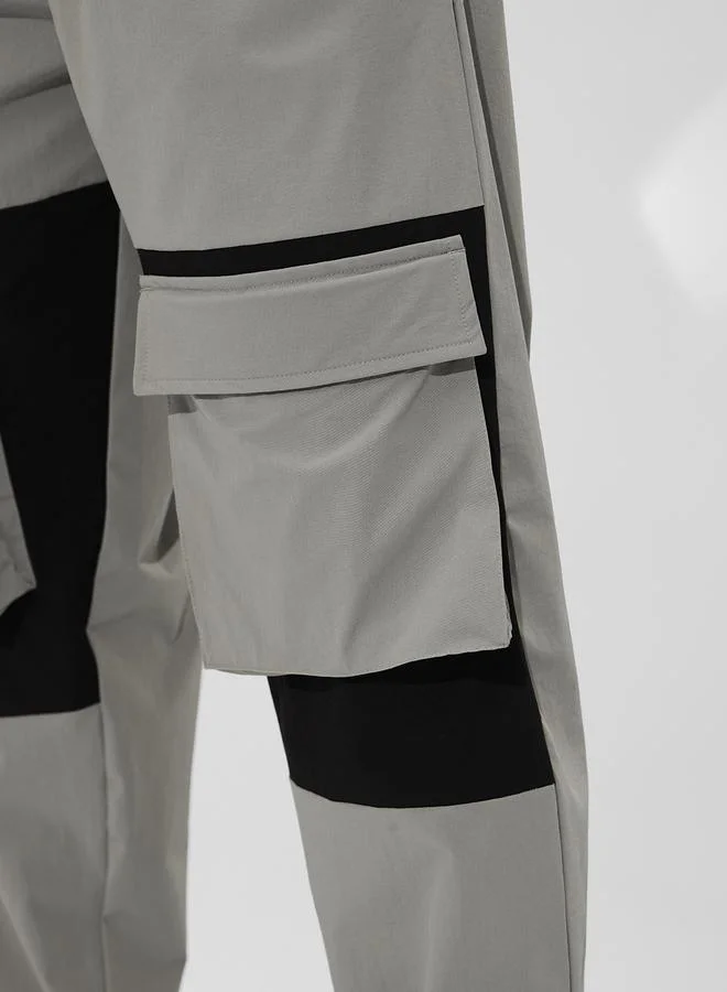 The Souled Store  Grey Two-Tone Cargo Trousers for Men | Best Price UAE