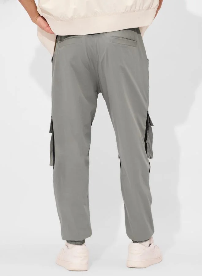 The Souled Store  Grey Two-Tone Cargo Trousers for Men | Best Price UAE