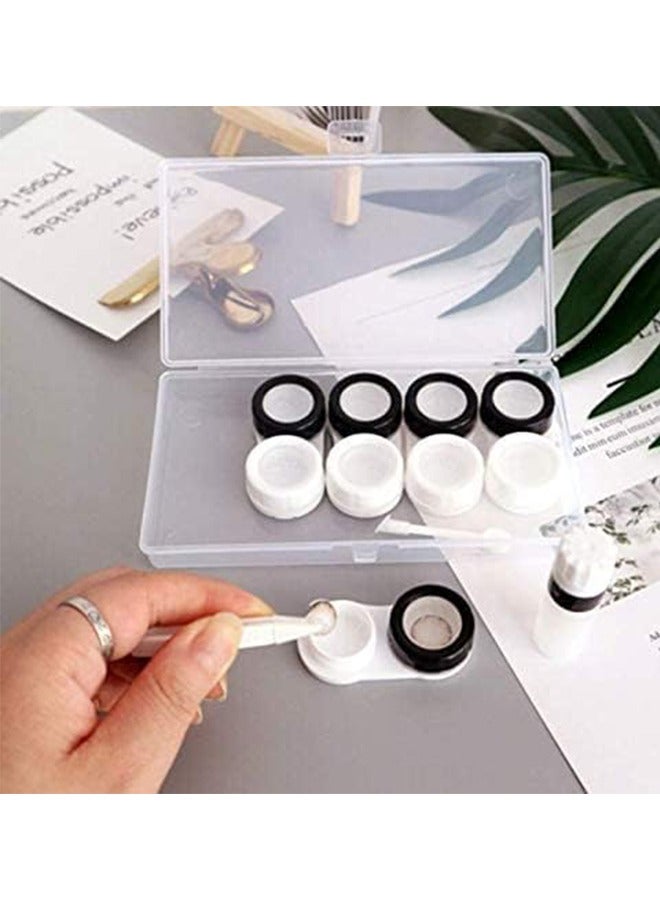 5 Pair Black/White Contact Lens Case with Tweezers, Suction Cups and Bottles, Transparent Contact Lens Travel Case Practical Companion Box with Leak-Proof Ring Personality - Image 5