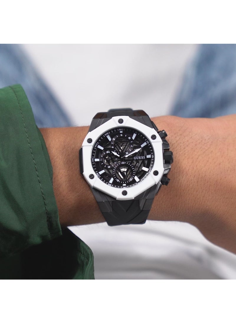 GUESS - GUESS Mens Black Multi-function Silicon Strap Watch - GW0579G1 - Image 1