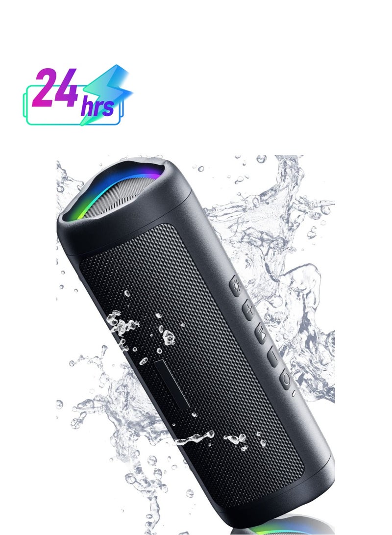 Excefore Bluetooth Speaker with HD Sound, Portable Wireless, IPX5 Waterproof, Up to 24H Playtime, TWS Pairing, BT5.3, for Home Party Outdoor Beach, Electronic Gadgets, Birthday Gift, Black  - Image 1