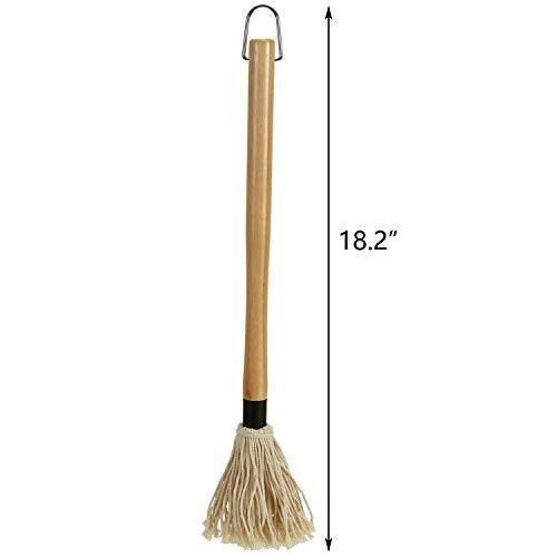 Hedume 2 Pack BBQ Basting Mop with 6 Extra Replacement Heads, Grill Basting Mop Wooden Long Handle Perfect for BBQ Grilling Smoking Steak (18.2 Inch) - Image 2