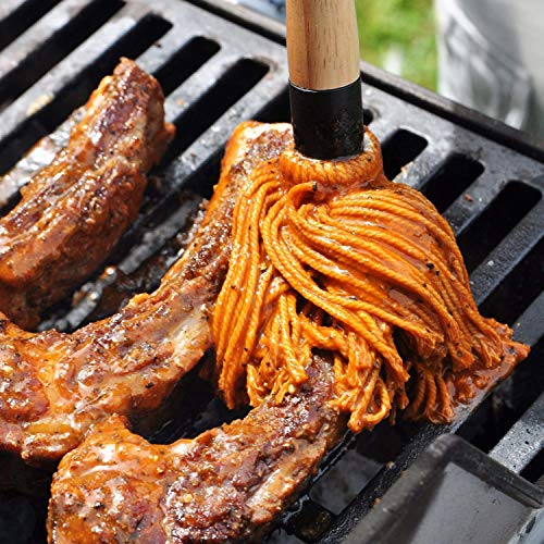 Hedume 2 Pack BBQ Basting Mop with 6 Extra Replacement Heads, Grill Basting Mop Wooden Long Handle Perfect for BBQ Grilling Smoking Steak (18.2 Inch) - Image 4