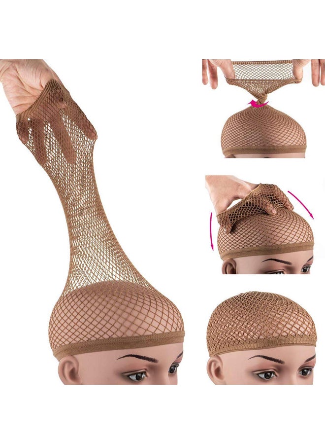 Dreamlover Mesh Wig Cap for Women Hair Net for Halloween Wig Brown 3 Pieces - Image 3