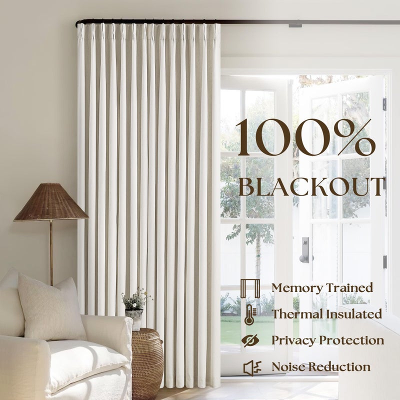 TWODRAPES Natural Linen Pinch Pleated Curtains Blackout 100% Black Out Curtains 80 Inches Long 2 Panels Pinch Pleat Two Layer Drapes with Liner Back Tab Thermal Insulated Blackout Drapes for Bedroom Cream - Image 3