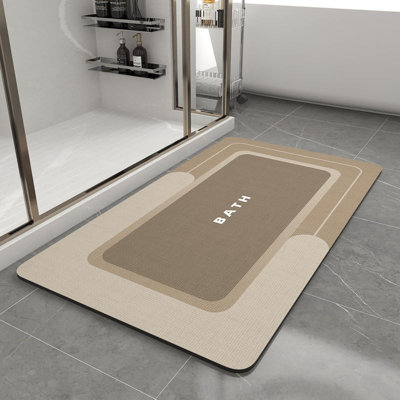 MontVoo Bath Mat-Bath Mat Rug Non Slip Super Absorbent Stain Resistant Quick Dry Thin Bathroom Rug-Bath Mats for Bathroom Floor Bathtub Vanity-Bathmat Bath Rug Easy Care-17"x35",Black - Image 1