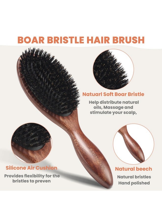 O BRUSHZOO Hair Brush Brushzoo Boar Bristle Brush For Women Men Kid Bristle Hairbrush For Fine Short Thin All Hair Type Keep Hair Heathy Restore Shine And Texture - Image 3