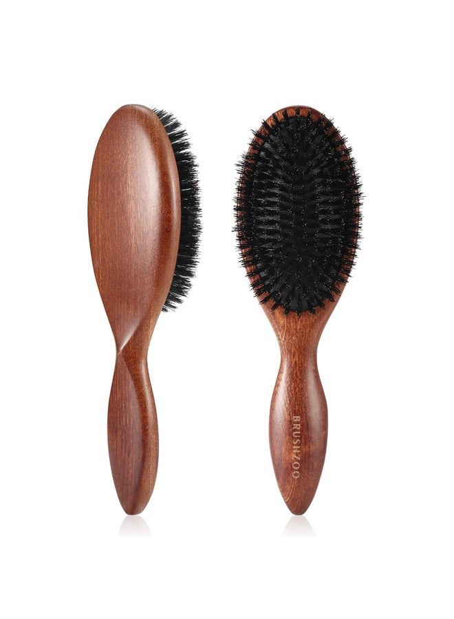 O BRUSHZOO Hair Brush Brushzoo Boar Bristle Brush For Women Men Kid Bristle Hairbrush For Fine Short Thin All Hair Type Keep Hair Heathy Restore Shine And Texture - Image 2