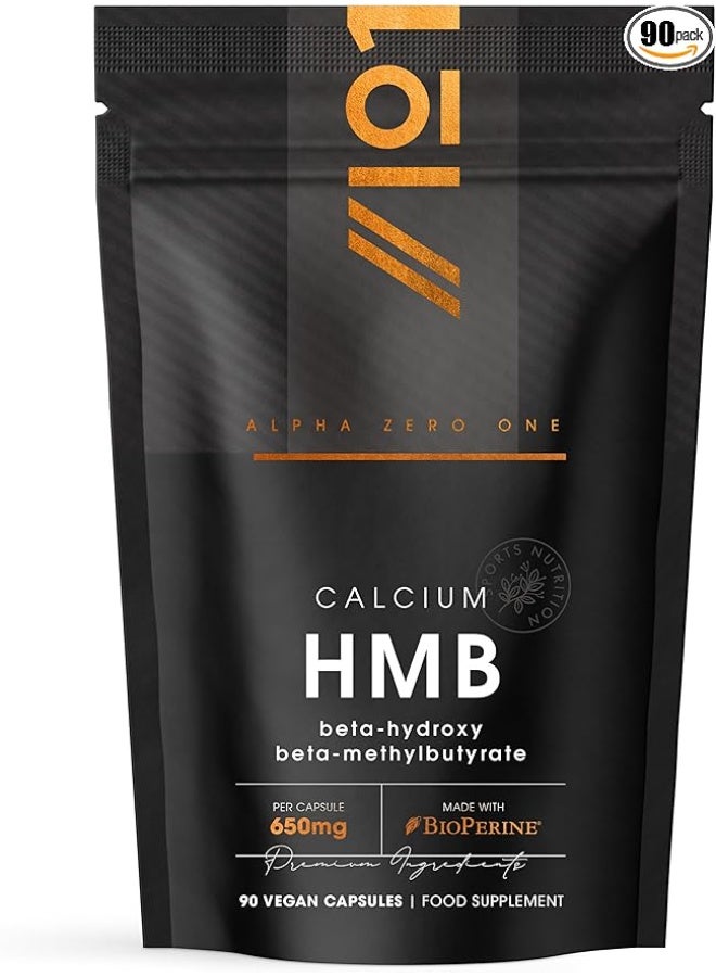 ALPHA01 HMB 650 mg with BioPerine® – Supports Muscle Strength, Recovery & Performance, 90 Vegan Capsules - Image 1