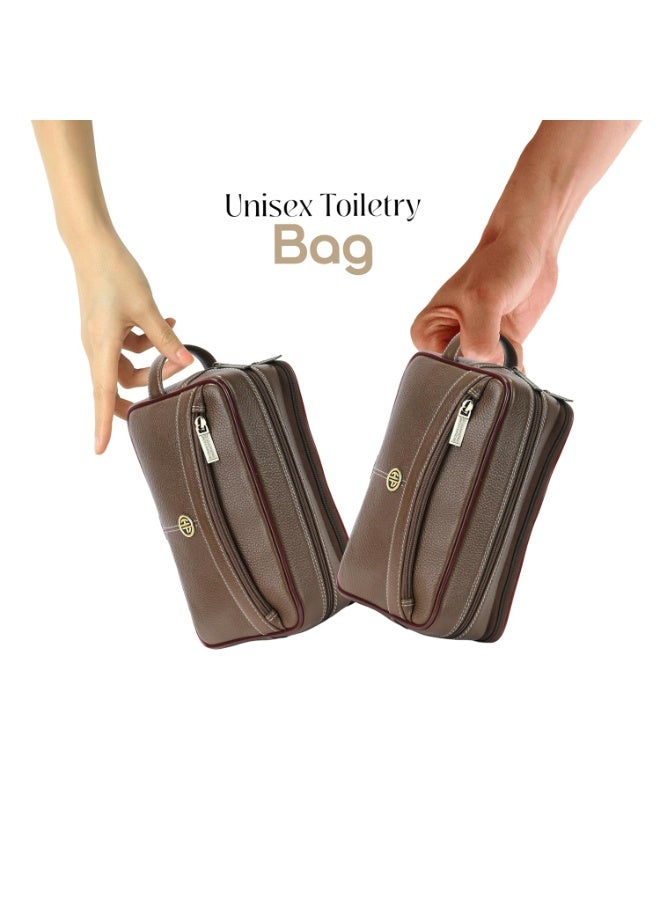 HAMMONDS FLYCATCHER Toiletry Bag For Men And Women -Genuine Leather Travel Organizer With Multiple Compartments -Brushwood Toiletry Shaving Kit For Men Organizer & Cosmetics Pouch For Women - Image 3