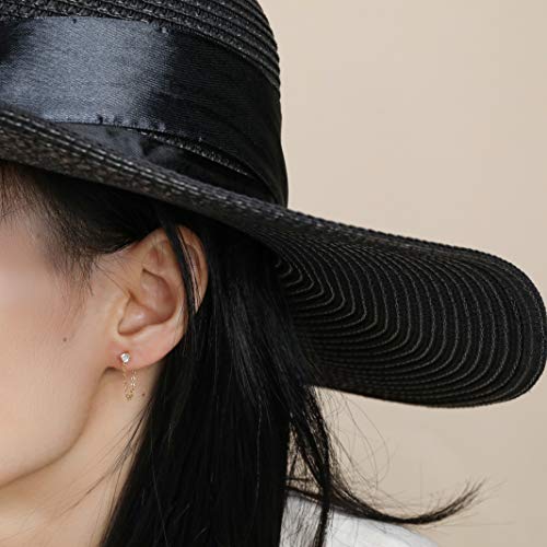 S.Leaf Cubic Zirconia Stud Earrings with Chain Sterling Silver Dangle Earrings for Women (cz-gold) - Image 3