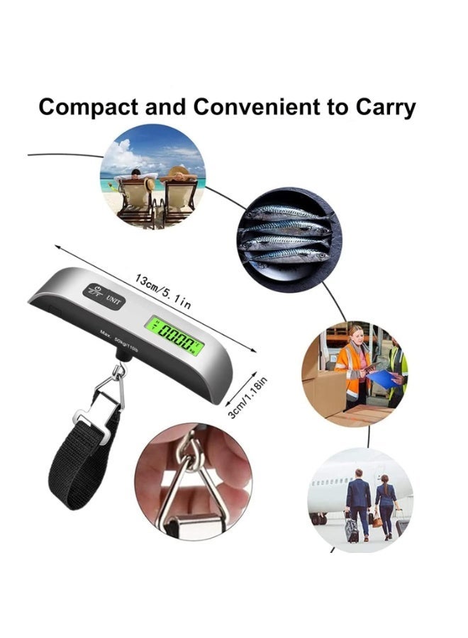 Digital Luggage Scale, Handheld Suitcase Scale with Backlit LCD Display, 110 lbs/50kg Portable Luggage Weighing Scale with Temperature Sensor for Travelers - Image 2