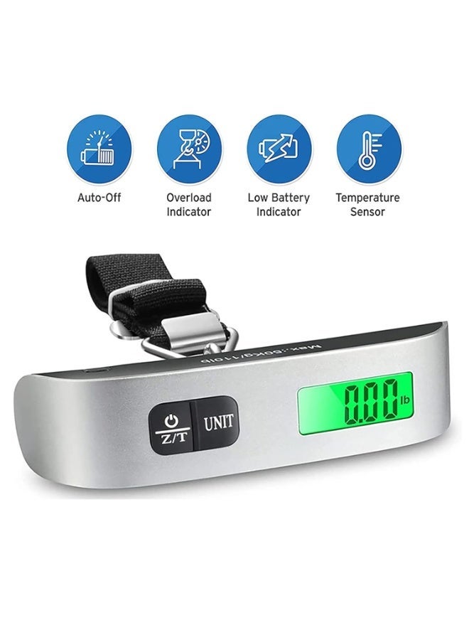 Digital Luggage Scale, Handheld Suitcase Scale with Backlit LCD Display, 110 lbs/50kg Portable Luggage Weighing Scale with Temperature Sensor for Travelers - Image 4
