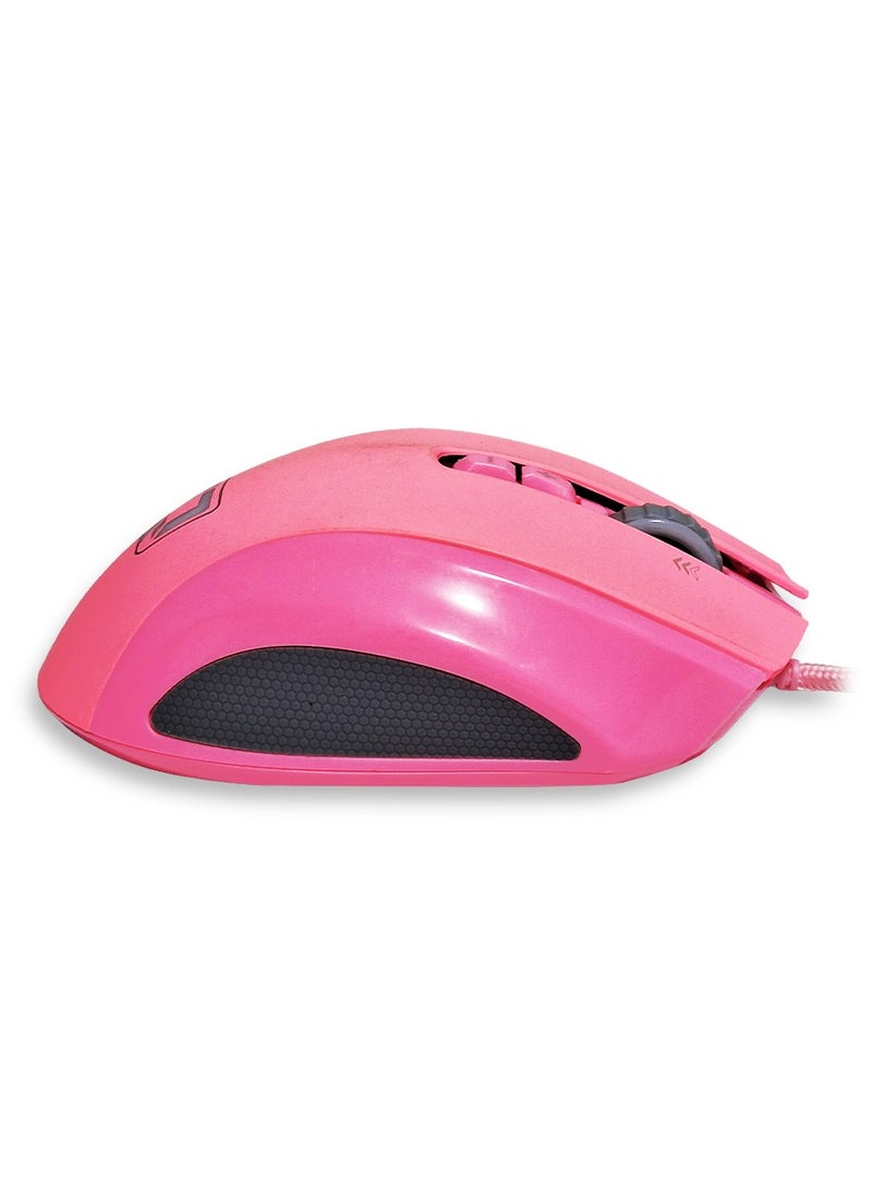 Generic Wired Gaming Mouse , DM-850 ,  with USB Cable , 8 Button and Backlight Effect , High end optical engine , ergonomic design , feel comfortable - Pink  - Image 3