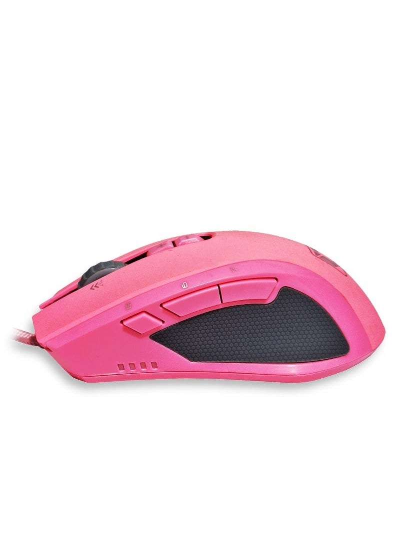 Generic Wired Gaming Mouse , DM-850 ,  with USB Cable , 8 Button and Backlight Effect , High end optical engine , ergonomic design , feel comfortable - Pink  - Image 2