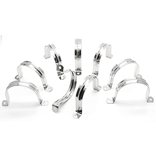 Jersvimc 10Pcs 3 Inch Stainless Steel Large Conduit Clamps, Two Hole Strap U Bracket Rigid Pipe Strap Metal U Clamp Conduit Strap Tension Clips U-tube Clamp Heavy Duty - Image 2