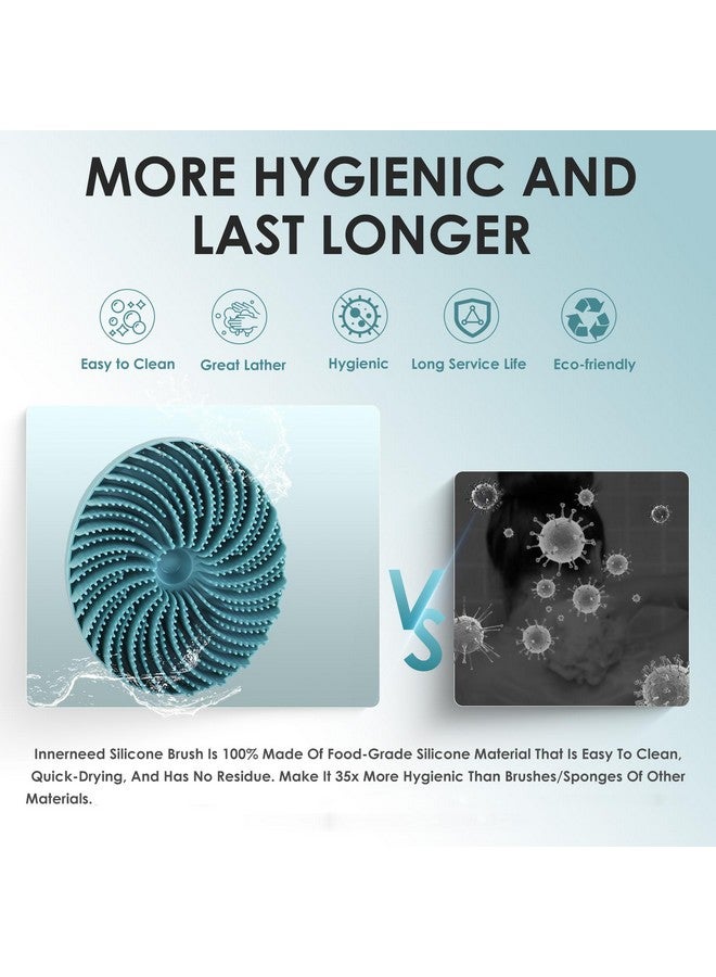 إنر نيد فرشاة تنظيف الجسم من السيليكون من Foodgrade، فرشاة تنظيف وتقشير لطيف وتدليك ورغوة لطيفة أكثر صحية وتدوم لفترة أطول (أخضر داكن) - Image 4