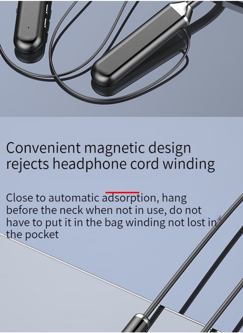 Generic Wireless neck-worn digital display Bluetooth headset with large battery and long battery life wireless Bluetooth sports headset purple  - Image 3