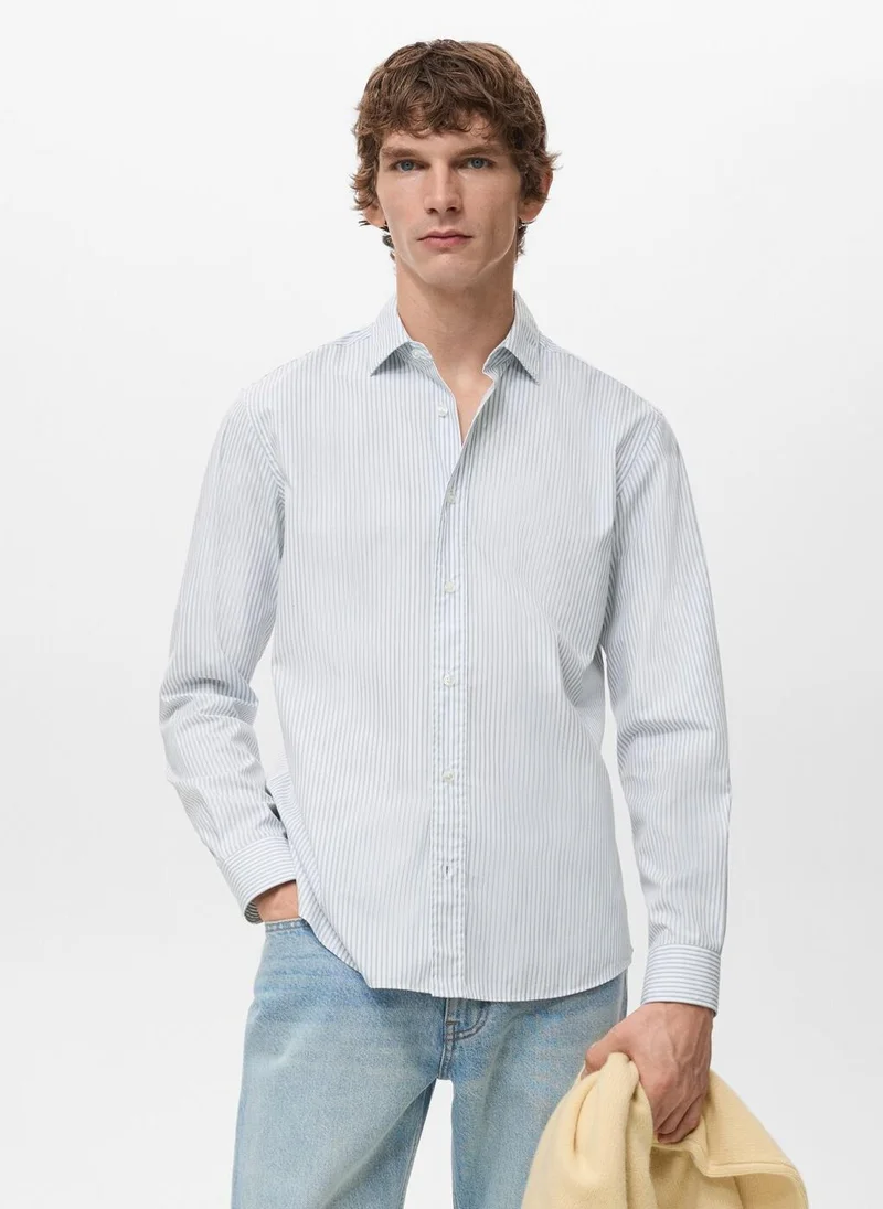 Mango Man Regular fit striped cotton shirt