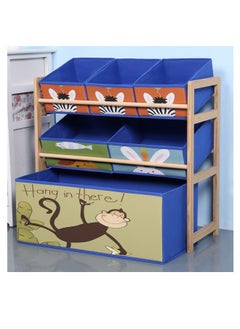 MIXDE 3-Tier Wood Free-Standing Multifunctional Deluxe Kids Toy Organizer Box Rack, Drawer organizer Rack and Home office Kitchen Storage Rack with 6 Cloth Storage Bins  - Image 1