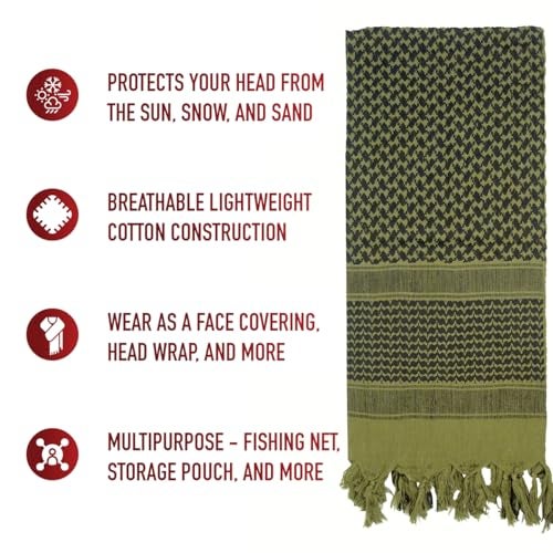 Rothco Lightweight Shemagh – Outdoor Tactical Camping Survival Head & Neck Essential (Olive Drab, One Size) - Image 2