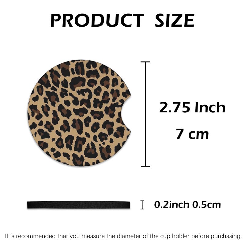 KARREAL 2 Pcs Car Cup Coasters, Brown Cheetah Print Universal Non-Slip Rubber Car Coasters for Cup Holders 2.75 inch, Car Interior Accessories for Women - Image 3