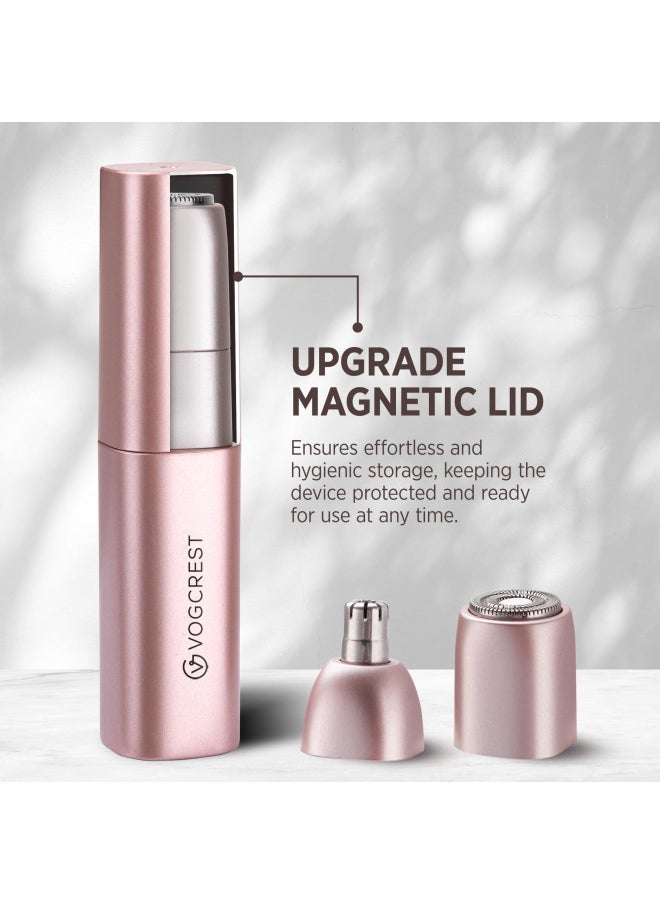 VG VOGCREST VG VOGCREST Facial - Nose Hair Remover Women: 2 in 1 Painless Electric Face Shaver and Nose Trimmer - Rechargeable Hair Removal Tool for Face Nose Ear Peach Fuzz Lips Chin  - Image 4