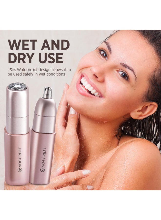 VG VOGCREST VG VOGCREST Facial - Nose Hair Remover Women: 2 in 1 Painless Electric Face Shaver and Nose Trimmer - Rechargeable Hair Removal Tool for Face Nose Ear Peach Fuzz Lips Chin  - Image 5
