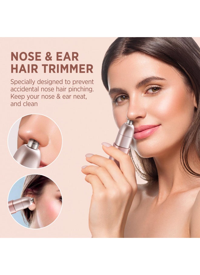 VG VOGCREST VG VOGCREST Facial - Nose Hair Remover Women: 2 in 1 Painless Electric Face Shaver and Nose Trimmer - Rechargeable Hair Removal Tool for Face Nose Ear Peach Fuzz Lips Chin  - Image 3