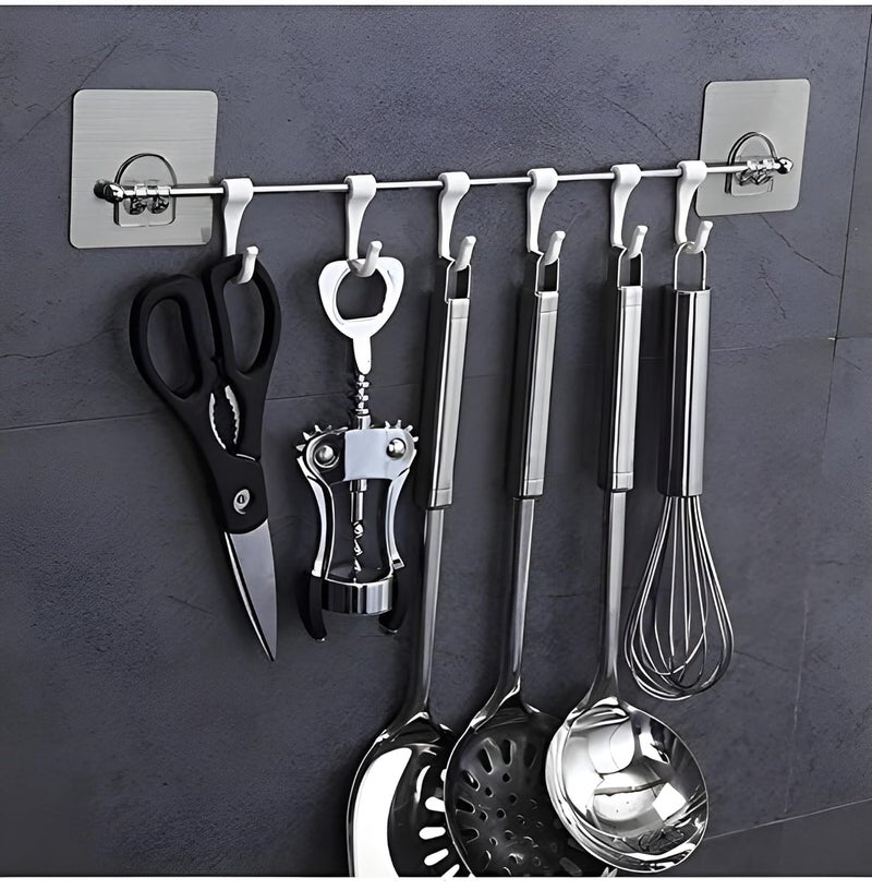 Boniry Stainless Steel 2 Pcs Premium Self Adhesive Wall Hanger Hook Accessories Items,Wall Hangers For Clothes Without Drilling Cloth Hanging Hook For Hanging,Hooks For Wall Hooks Holder(Strip 6 Hook) - Image 3
