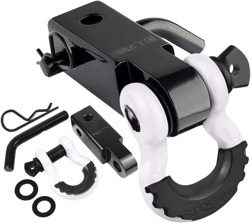 AUTOBOTS Tow Hitch Receiver 2", 45,000 Lbs Break Strength Shackle Hitch Receiver with 5/8" Screw Pin, 3/4 Shackle, Towing Accessories for Vehicle Trailer Recovery Off-Road White&Black - Image 1