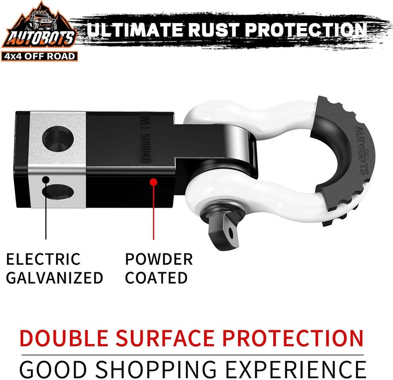 AUTOBOTS Tow Hitch Receiver 2", 45,000 Lbs Break Strength Shackle Hitch Receiver with 5/8" Screw Pin, 3/4 Shackle, Towing Accessories for Vehicle Trailer Recovery Off-Road White&Black - Image 3