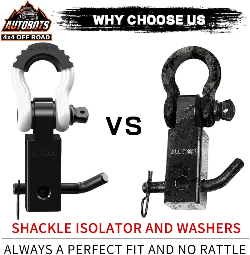 AUTOBOTS Tow Hitch Receiver 2", 45,000 Lbs Break Strength Shackle Hitch Receiver with 5/8" Screw Pin, 3/4 Shackle, Towing Accessories for Vehicle Trailer Recovery Off-Road White&Black - Image 5