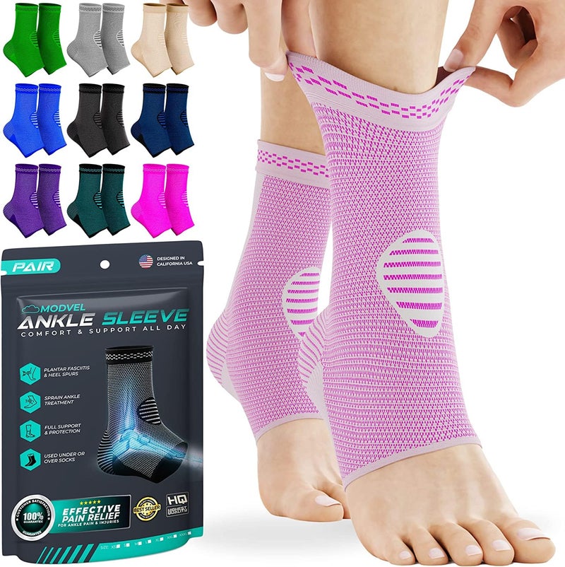 Modvel Foot & Ankle Brace Socks for Sprained Ankle Compression Sleeve - Plantar Fasciitis Relief Brace, Foot Support for pain Women & Men - Tendonitis & Arthritis Feet Sleeve, Stabilizing Ankles Wrap - Image 1