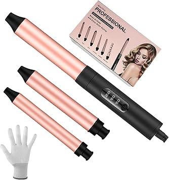 Flintronic Curling Wand 3 in 1 Curling Tongs Professional Styler Ceramic Hair Curler with HeatResistant Glove Adjustable Temperature Curling Iron for Short Long Hair - Image 1