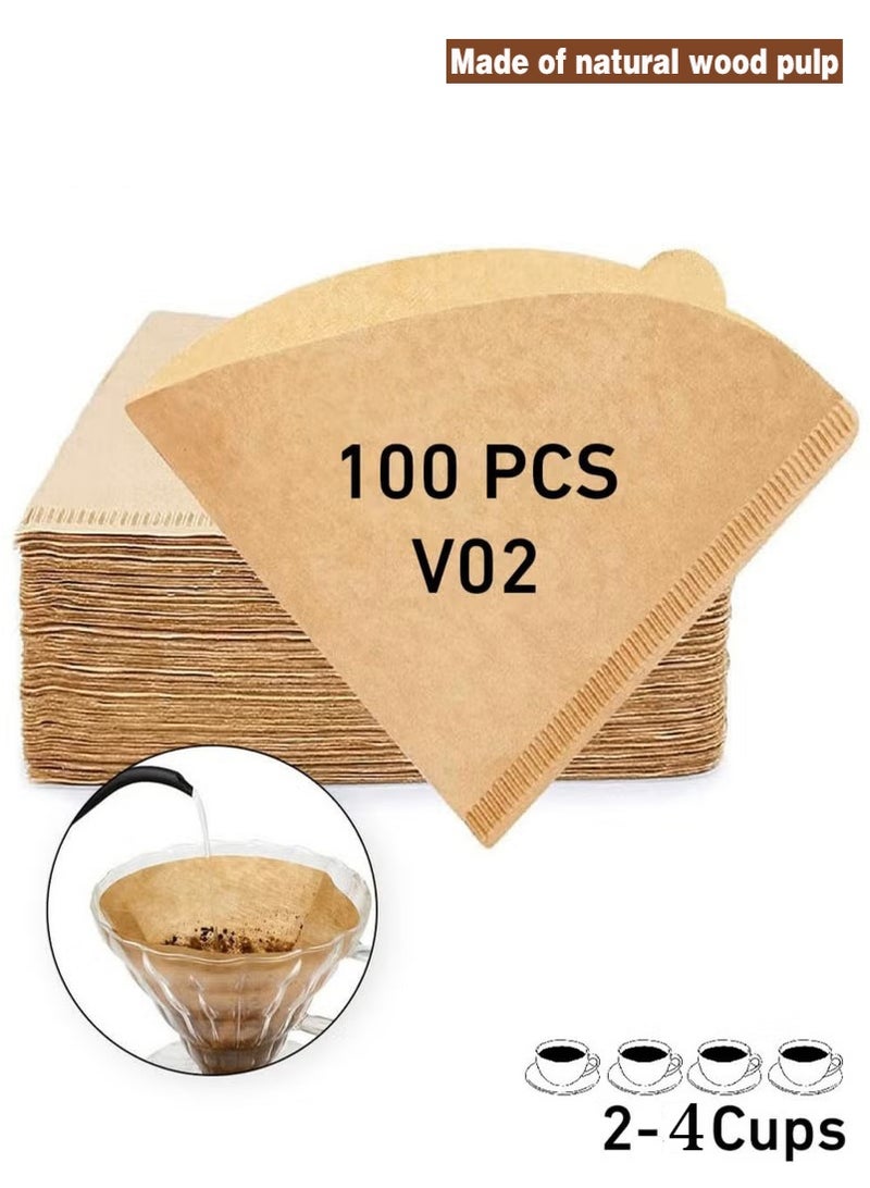 Sunspire 100 Coffee Filters V60 Size V02 Natural Wood Pulp Unbleached Natural Color - Image 1